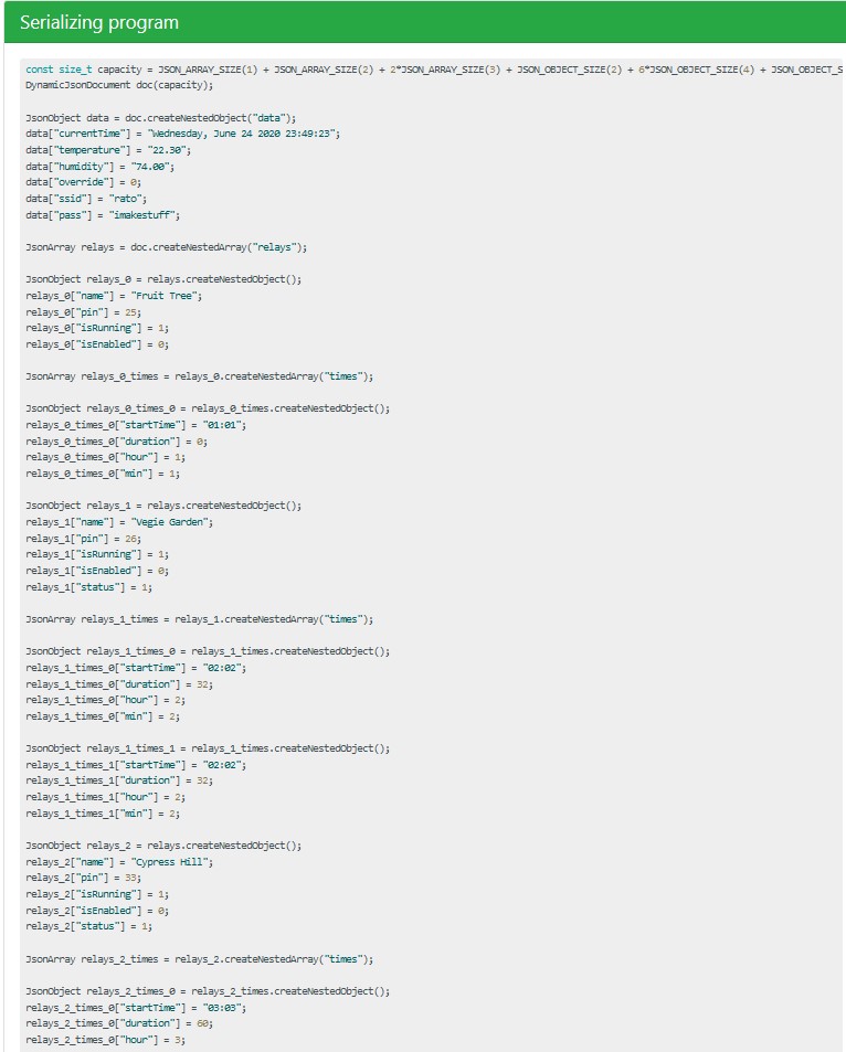 Generated JSON Code