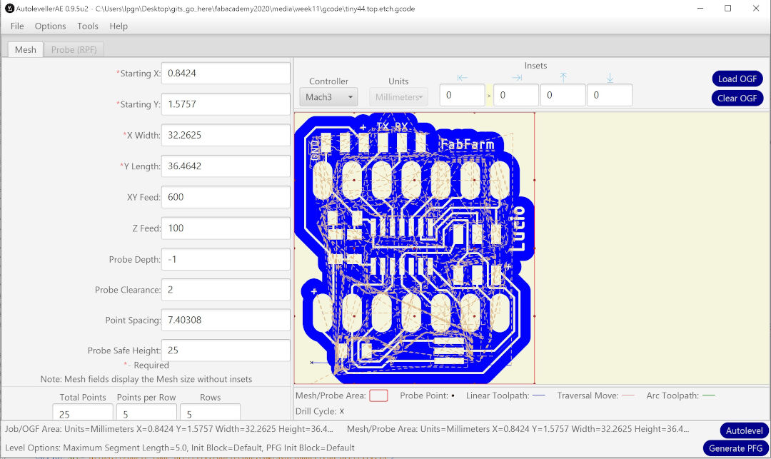Autoleveller output